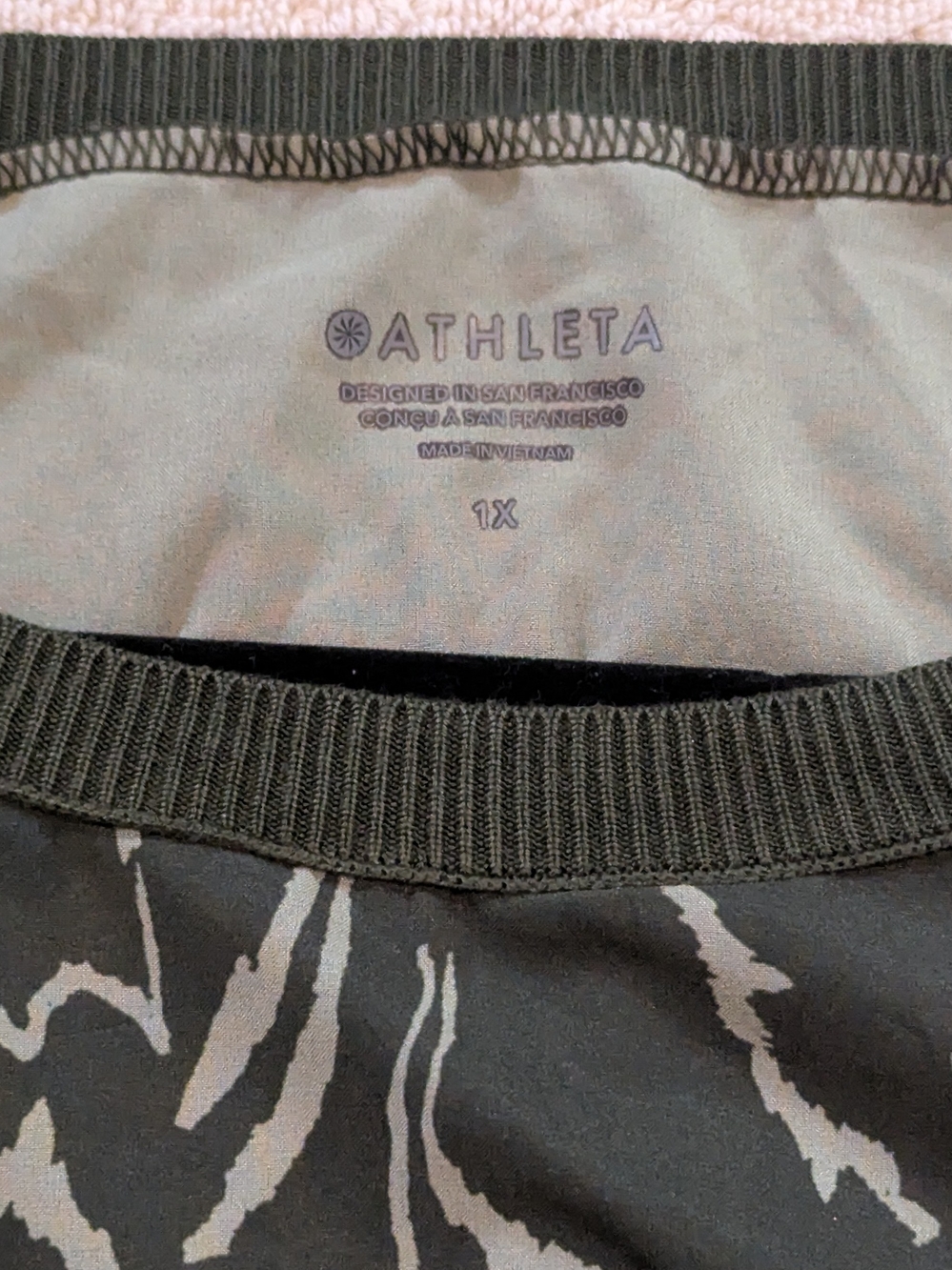 $28 Athleta Size 1X Rincon Printed Dress Eucalyptus Olive Tiger Abstract EUC - Picture 3 of 5